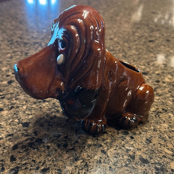 Vintage Enesco Bassett Hound Puppy Dog Crying Pearl Tear Planter made in Japan - Picture 1 of 10
